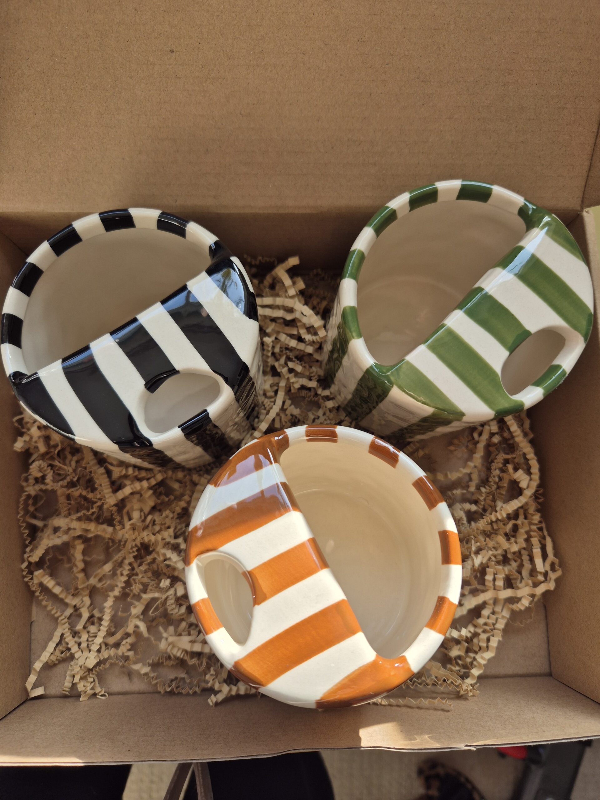 Striped ceramic takeaway mug | Reusable Travel coffee cup ❤ - Image 3