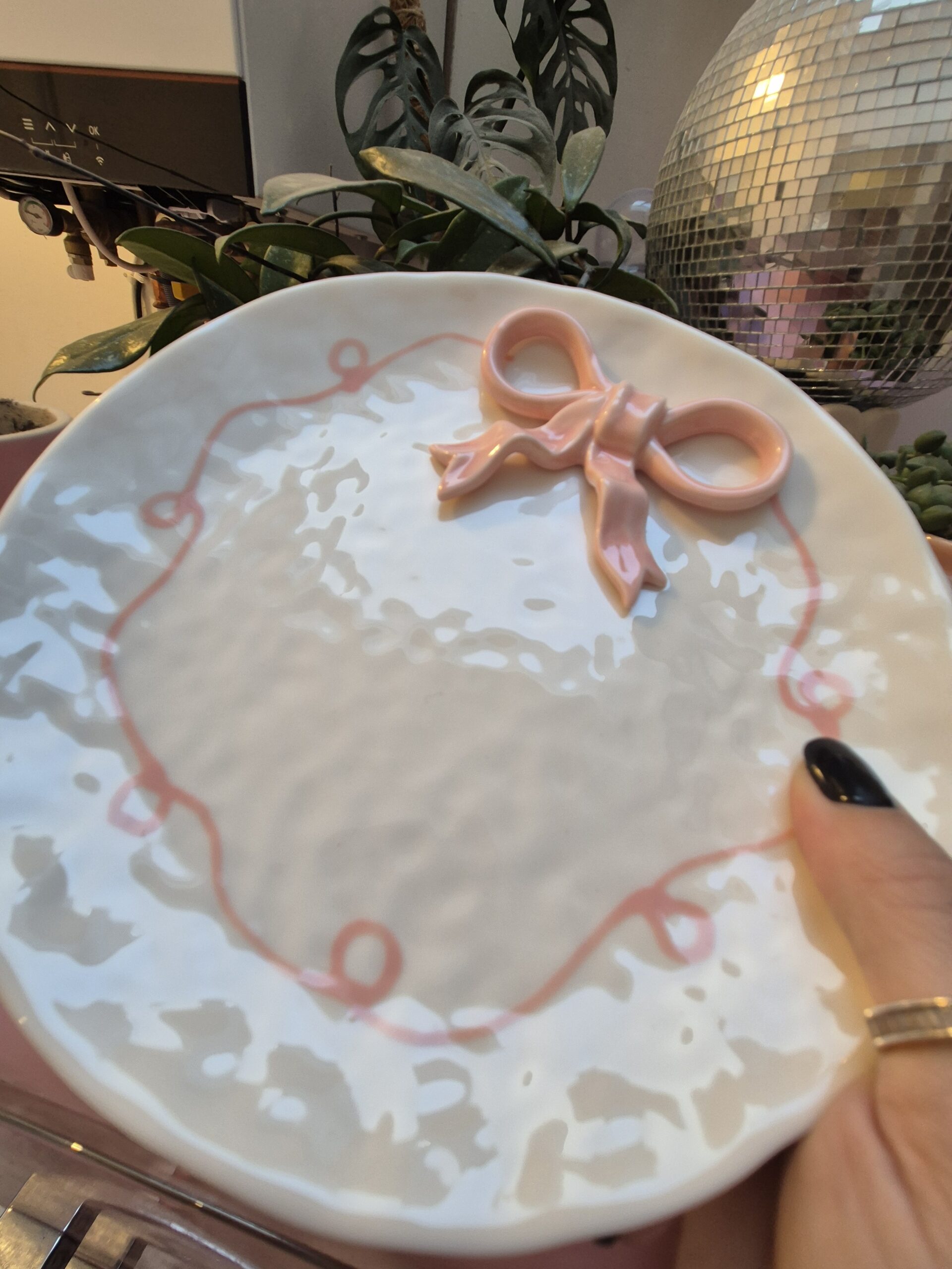 Bow ceramic plate - Hand painted Pink plate pottery ❤ - Image 4