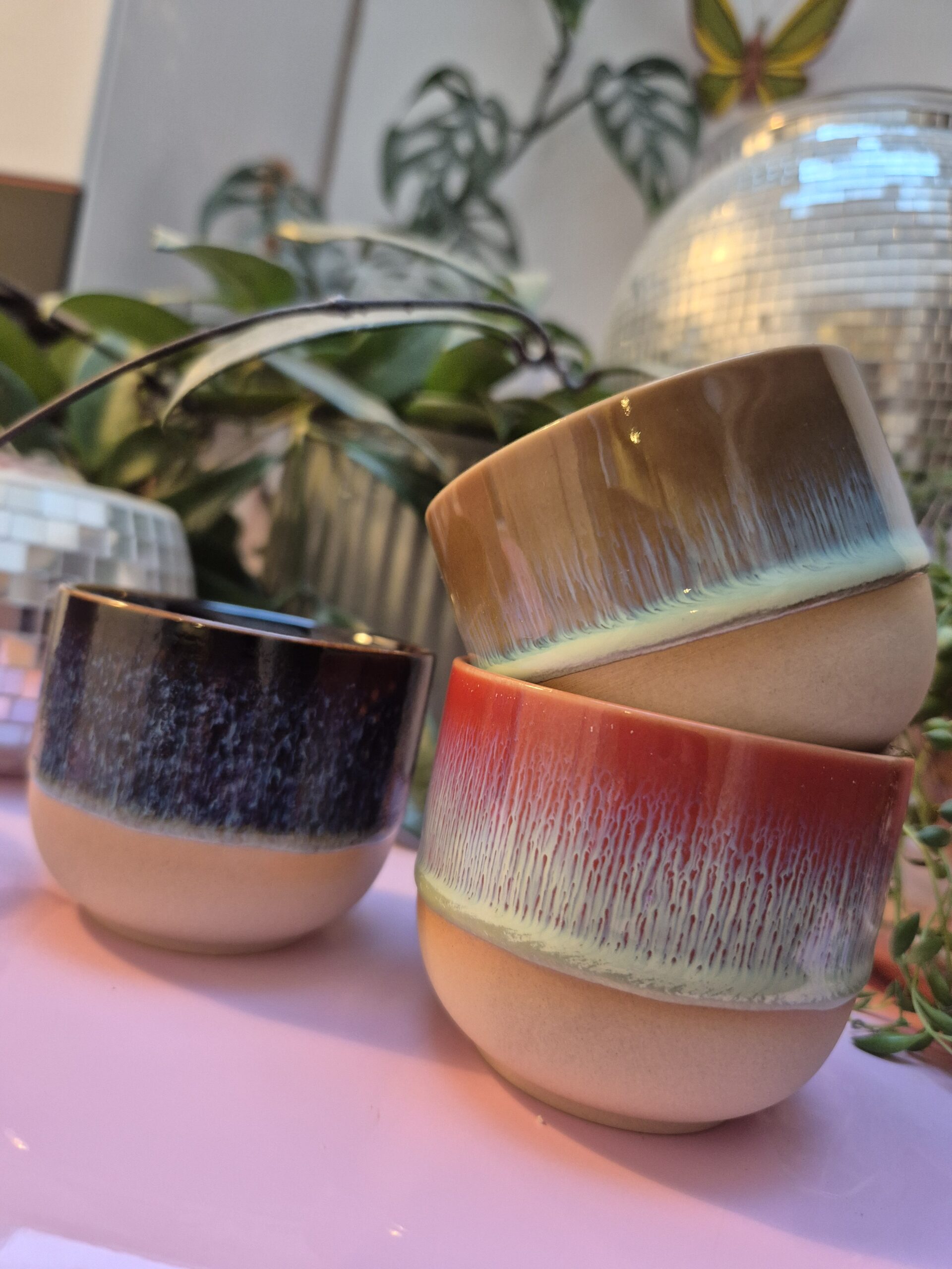 Two-tone ceramic flat white cup | Handleless coffee mug ❤ - Image 2