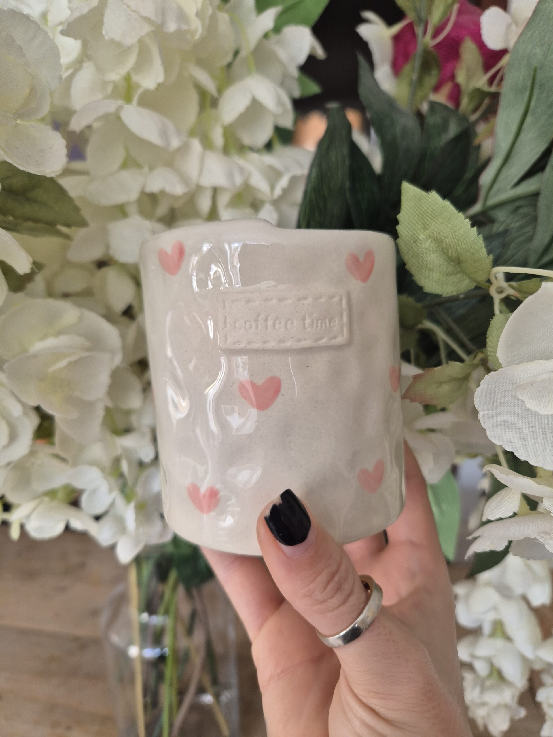 Love heart ceramic takeaway mug Reusable Travel coffee cup ❤ - Image 6